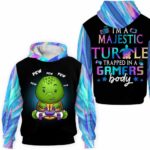 AOPH-U-Ani-AnimGameHolo-Ttle-211112VY10 @ Turtle Animal Gamer Hologram-Turtle Blue Majestic Gamer 3D Hoodie