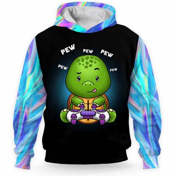 AOPH-U-Ani-AnimGameHolo-Ttle-211112VY10 @ Turtle Animal Gamer Hologram-Turtle Blue Majestic Gamer 3D Hoodie