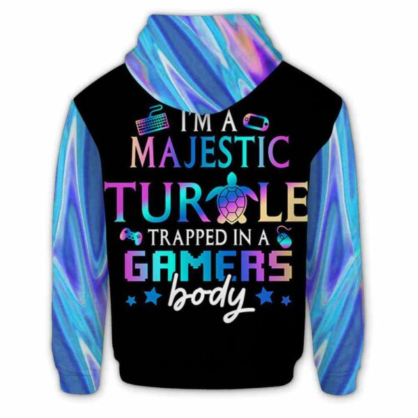 AOPH-U-Ani-AnimGameHolo-Ttle-211112VY10 @ Turtle Animal Gamer Hologram-Turtle Blue Majestic Gamer 3D Hoodie