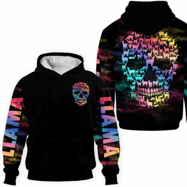 AOPH-U-Ani-ClouSmokSkul-Lama-211108VY10 @ Llama Cloud Smoke Skull-Llama Skull Smoke Cloud 3D Hoodie