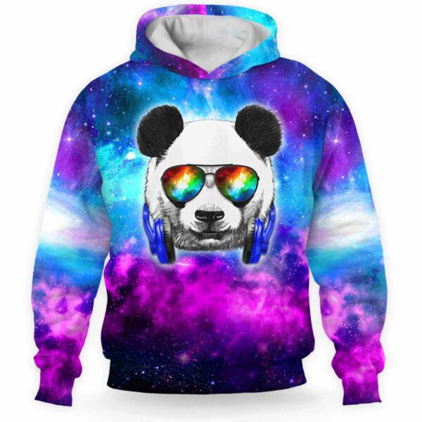 AOPH-U-Ani-GlxyHead-Pnda-211115VY10 @ Panda Galaxy Headphone-Panda Blue Purple Galaxy Headphone 3D Hoodie