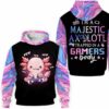 AOPH-U-Ani-AnimGameHolo-Axolo-211112VY10 @ Axolotl Animal Gamer Hologram-Axolotl Blue Pink Majestic Gamer 3D Hoodie