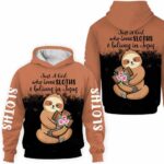 AOPH-U-Ani-CrosFlowAnim-Slth-211117VY10 @ Sloth Cross Flowers Animal-Sloth Just A Girl Loves Believes In Jesus 3D Hoodie