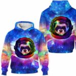 AOPH-U-Ani-AstrHelmGlxy-Fret-211117VY10 @ Ferret Astronaut Helmet Galaxy-Ferret Galaxy Astronaut Helmet 3D Hoodie