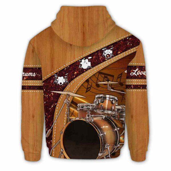 AOPH-U-Hobb-WoodBack-Drum-211116NA10 @ Drum Wooden Backgroun-Drum Wood Custom Name 3D Hoodie