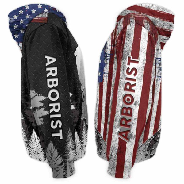 AOPH-U-Job-HeavMetaUsFlag-Arb-211119NA10 @ Arborist Heavy Metal US Flag-Arborist Forest American Usa Flag 3D Hoodie