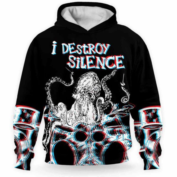 AOPH-U-Hobb-OctoDrum-Drum-211118VY10 @ Octopus Drummer-Drum Octopus I Destroy Silence 3D Hoodie