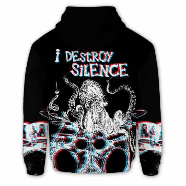 AOPH-U-Hobb-OctoDrum-Drum-211118VY10 @ Octopus Drummer-Drum Octopus I Destroy Silence 3D Hoodie