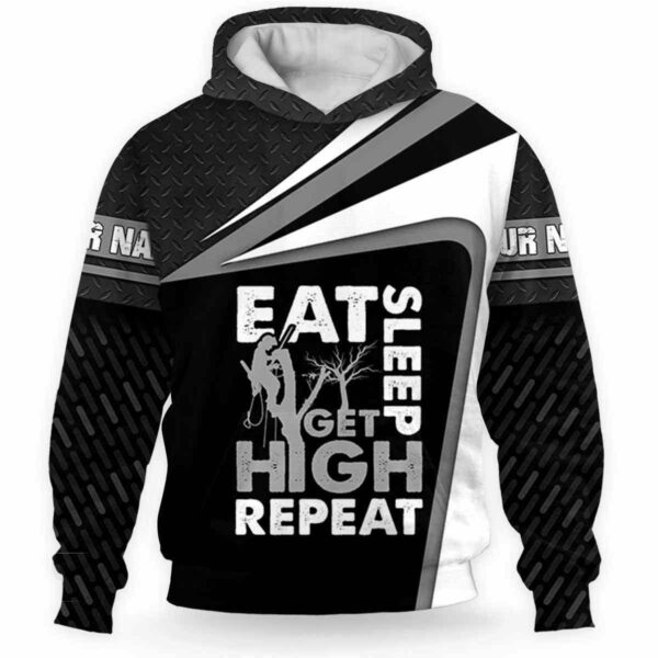 AOPH-U-Job-MetaChai-Arb-211122NA10 @ Arborist Metal Chainsaw-Arborist Eat Sleep Get Height Repeat Custom Name 3D Hoodie