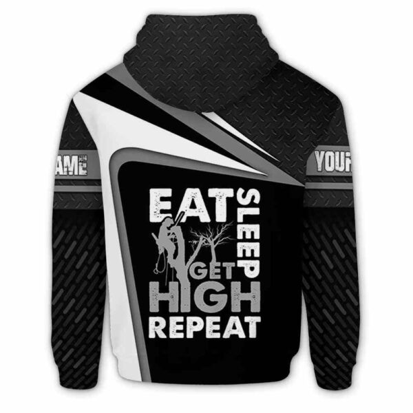 AOPH-U-Job-MetaChai-Arb-211122NA10 @ Arborist Metal Chainsaw-Arborist Eat Sleep Get Height Repeat Custom Name 3D Hoodie