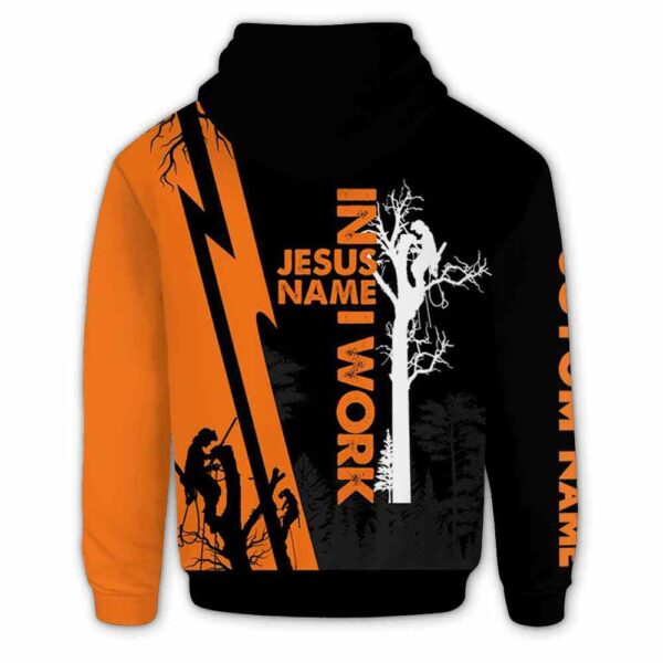AOPH-U-Job-InTheNameOfGod-Arb-211122NA10 @ Arborist In The Name Of God-Arborist Orange Jesus Custom Name 3D Hoodie