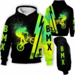 AOPH-U-Hobb-GreeBikeHalfLine-Bmx-211123VY10 @ Bmx Green Biker Half Line-Bmx Green Line 3D Hoodie