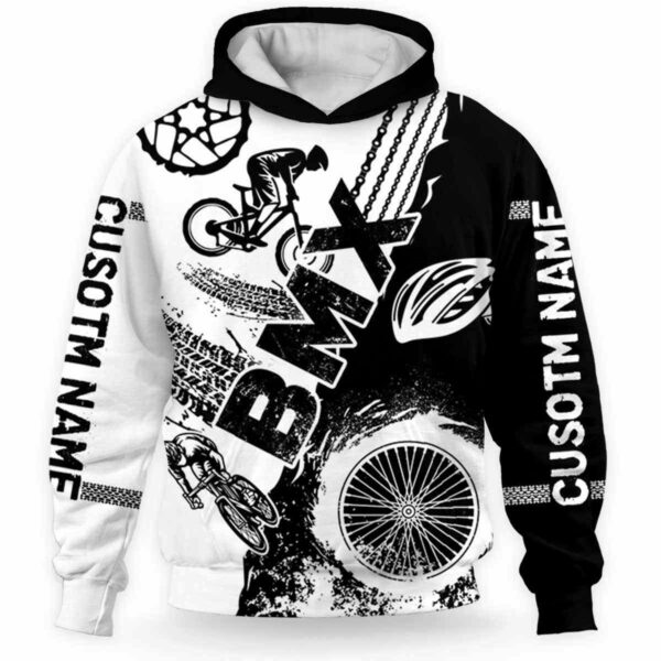 AOPH-U-Hobb-HalfBlacWhitTire-Bmx-211123VY10 @ Bmx Half Black White Tire-Bmx Black White Tire Custom Name 3D Hoodie