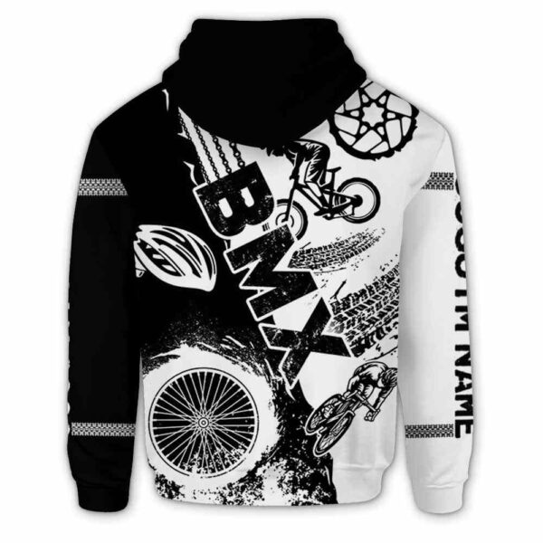 AOPH-U-Hobb-HalfBlacWhitTire-Bmx-211123VY10 @ Bmx Half Black White Tire-Bmx Black White Tire Custom Name 3D Hoodie