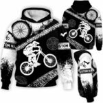 AOPH-U-Hobb-BlacWhitIcon-Bmx-211123VY10 @ Bmx Black White Icon-Bmx Black White Custom Name 3D Hoodie