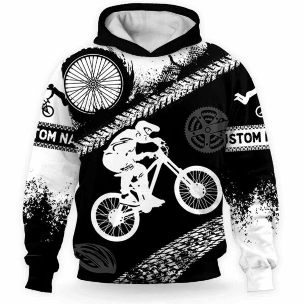 AOPH-U-Hobb-BlacWhitIcon-Bmx-211123VY10 @ Bmx Black White Icon-Bmx Black White Custom Name 3D Hoodie