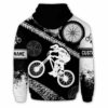 AOPH-U-Hobb-BlacWhitIcon-Bmx-211123VY10 @ Bmx Black White Icon-Bmx Black White Custom Name 3D Hoodie
