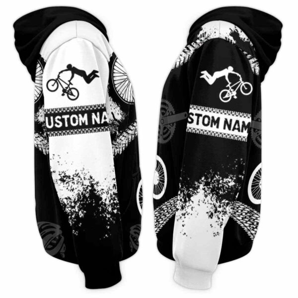 AOPH-U-Hobb-BlacWhitIcon-Bmx-211123VY10 @ Bmx Black White Icon-Bmx Black White Custom Name 3D Hoodie