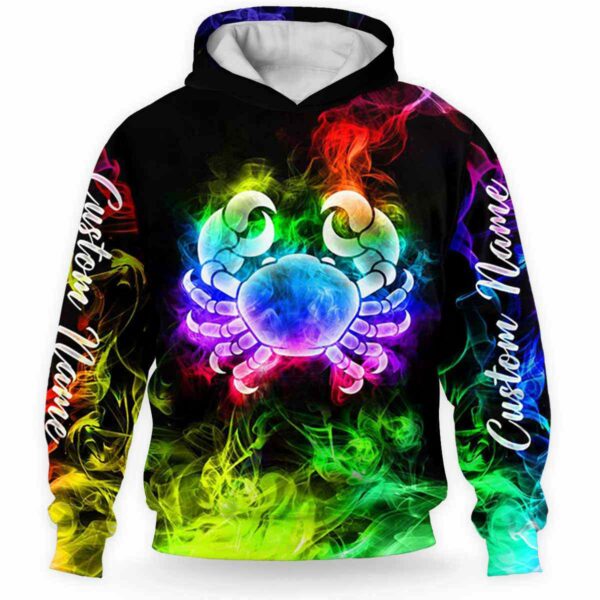 AOPH-U-Age-SmokZodi-Ccr-211126VY10 @ Cancer Smoke Zodiac-Cancer Zodiac Smoke Custom Name 3D Hoodie
