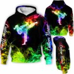 AOPH-W-Hobb-Smok-Twdo-211126VY10 @ Taekwondo Smoke Girl-Taekwondo Colorful Smoke Custom Name 3D Hoodie