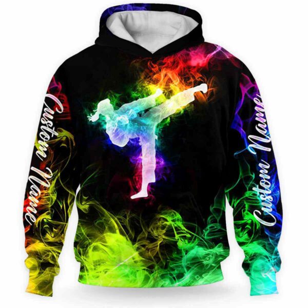 AOPH-W-Hobb-Smok-Twdo-211126VY10 @ Taekwondo Smoke Girl-Taekwondo Colorful Smoke Custom Name 3D Hoodie