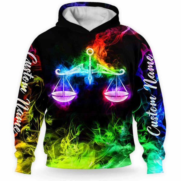 AOPH-U-Age-SmokZodi-Lbr-211126VY10 @ Libra Smoke Zodiac-Libra Smoke Zodiac Custom Name 3D Hoodie