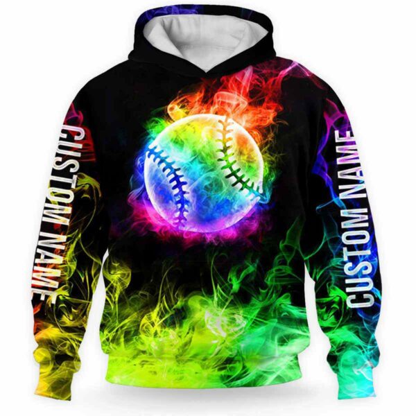 AOPH-U-Hobb-SmokBall-Bball-211126VY10 @ Baseball Smoke Ball-Baseball Colorful Smoke Custom Name 3D Hoodie