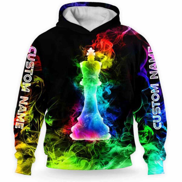 AOPH-U-Hobb-SmokKing-Css-211126VY10 @ Chess Smoke King-Chess Colorful Smoke Custom Name 3D Hoodie