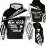 AOPH-U-Hobb-HowToPlay-Dgof-211125NA10 @ Disc Golf How To Play-Disc Golf Black White How To Play 3D Hoodie