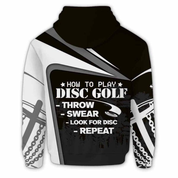 AOPH-U-Hobb-HowToPlay-Dgof-211125NA10 @ Disc Golf How To Play-Disc Golf Black White How To Play 3D Hoodie