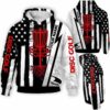 AOPH-U-Hobb-UsFlag-Dgof-211125NA10 @ Disc Golf US Flag-Disc Golf Black White Usa Flag Custom Name 3D Hoodie