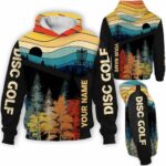 AOPH-U-Hobb-RetrDawnThro-Dgof-211125NA10 @ Disc Golf Retro Dawn Throw-Disc Golf Retro Dawn Custom Name 3D Hoodie