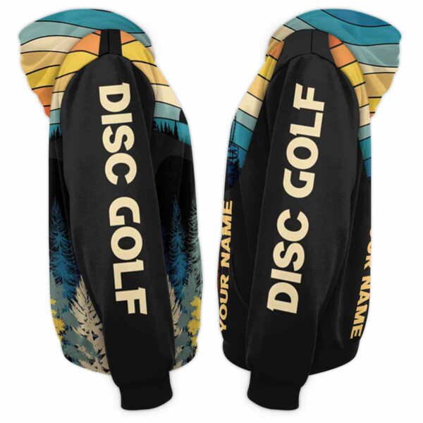 AOPH-U-Hobb-RetrDawnThro-Dgof-211125NA10 @ Disc Golf Retro Dawn Throw-Disc Golf Retro Dawn Custom Name 3D Hoodie
