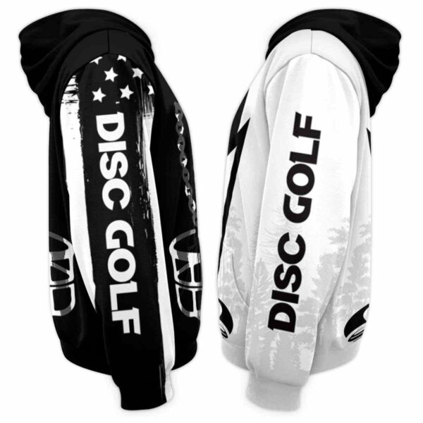 AOPH-U-Hobb-UsFlagBlacAndWhit-Dgof-211125NA10 @ Disc Golf US Flag Black And White-Disc Golf Red Black White Usa Flag Custom Name 3D Hoodie