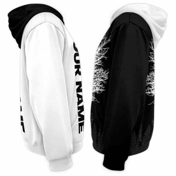 AOPH-U-Hobb-TreeGame-Dgof-211125NA10 @ Disc Golf Tree Game-Disc Golf Black White Tree Custom Name 3D Hoodie