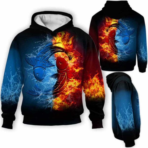 AOPH-U-Age-FireWateZodi-Psc-211129VY10 @ Pisces Fire Water Zodiac-Pisces Fire And Water Zodiac 3D Hoodie