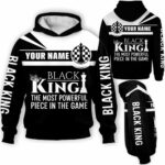 AOPH-U-Hobb-BlacKingLine-Css-211201VY10 @ Chess Black King Line-Chess Black King Powerful Custom Name 3D Hoodie