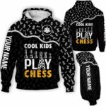 AOPH-U-Hobb-HalfBlacPtn-Css-211291VY10 @ Chess Half Black Pattern-Chess Cool Kids Pattern Custom Name 3D Hoodie