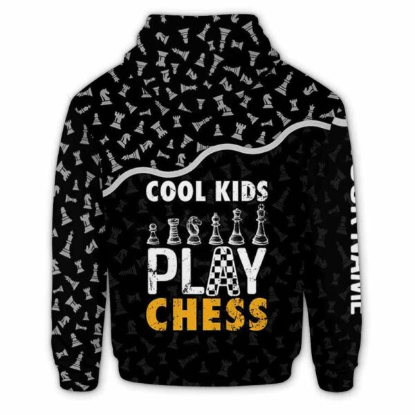 AOPH-U-Hobb-HalfBlacPtn-Css-211291VY10 @ Chess Half Black Pattern-Chess Cool Kids Pattern Custom Name 3D Hoodie