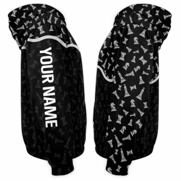 AOPH-U-Hobb-HalfBlacPtn-Css-211291VY10 @ Chess Half Black Pattern-Chess Cool Kids Pattern Custom Name 3D Hoodie