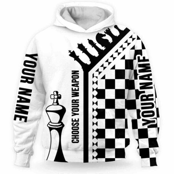 AOPH-U-Hobb-LineChes-Css-211201VY10 @ Line Chessboard-Chess Chessboard Choose Your Weapon Custom Name 3D Hoodie