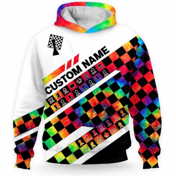 AOPH-U-Hobb-TieDyeFramWhit-Css-211202VY10 @ Chess Tie Dye Frame White-Chess Tie Dye Chessboard White 3D Hoodie