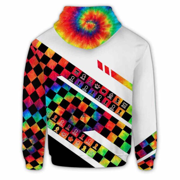 AOPH-U-Hobb-TieDyeFramWhit-Css-211202VY10 @ Chess Tie Dye Frame White-Chess Tie Dye Chessboard White 3D Hoodie