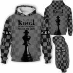 AOPH-U-Hobb-ChesBlacKing-Css-211202VY10 @ Chessboard Black King-Chess Chessboard King Most Powerful Piece 3D Hoodie