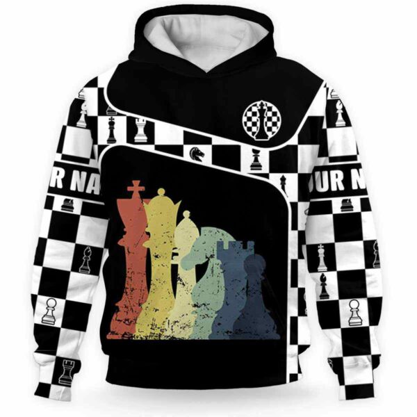 AOPH-U-Hobb-RetrKingLine-Css-211202VY10 @ Chess Retro King Line-Chess Retro Line Custom Name 3D Hoodie