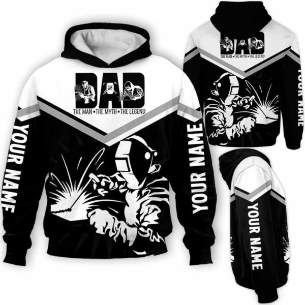 AOPH-U-Job-DMML-Wder-211206VY10 @ Welder Dad Man Myth Legend-Welder Black White Dad Man Myth Legend Custom Name 3D Hoodie