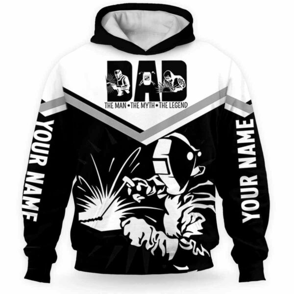 AOPH-U-Job-DMML-Wder-211206VY10 @ Welder Dad Man Myth Legend-Welder Black White Dad Man Myth Legend Custom Name 3D Hoodie