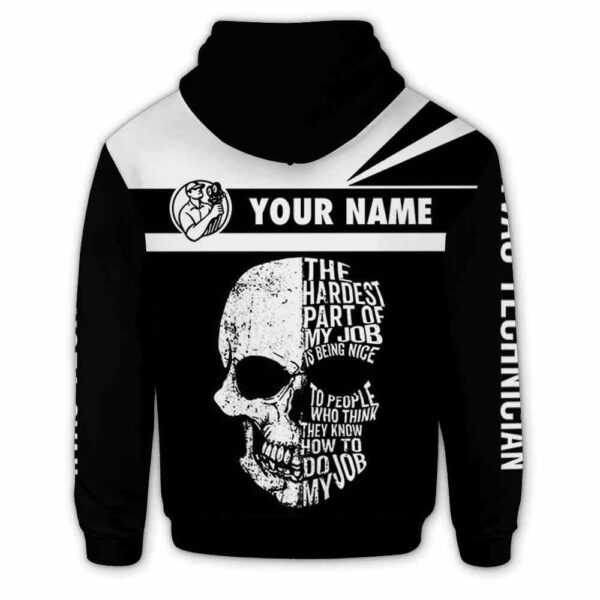 AOPH-U-Job-ST-HVAC-211209VY10 @ Hvac Skull Text-Hvac Techinician Black White Skull Custom Name 3D Hoodie