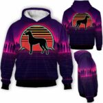 AOPH-U-Dog-RV8S-GrDn-211208VY10 @ Great Dane Retro Vintage 80s Style-Great Dane Vintage Retro Sunset 3D Hoodie