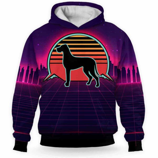 AOPH-U-Dog-RV8S-GrDn-211208VY10 @ Great Dane Retro Vintage 80s Style-Great Dane Vintage Retro Sunset 3D Hoodie